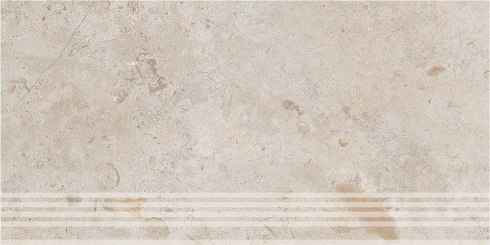 Kerama Marazzi Ступень Про Лаймстоун бежевый темный натуральный обрезной 30x60 / Основное большое изображение