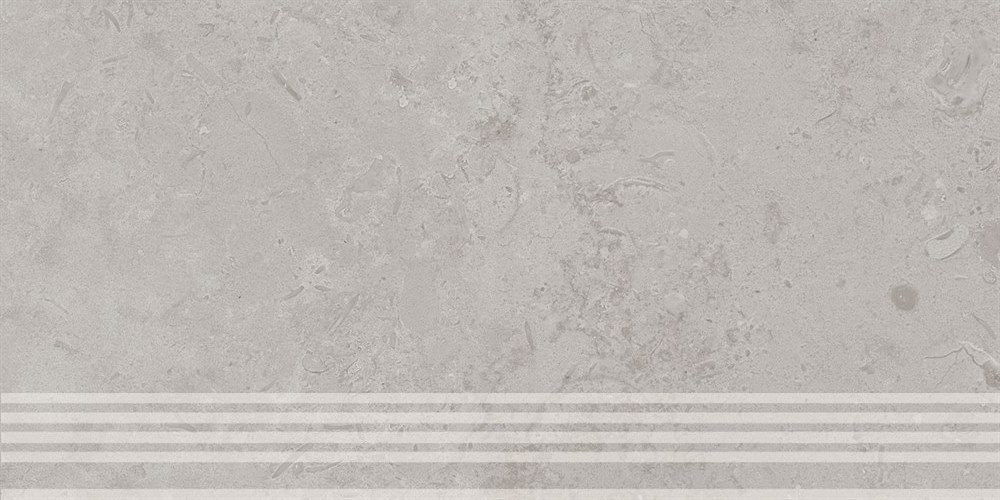 Kerama Marazzi Ступень Про Лаймстоун серый натуральный обрезной 30x60 / Основное большое изображение