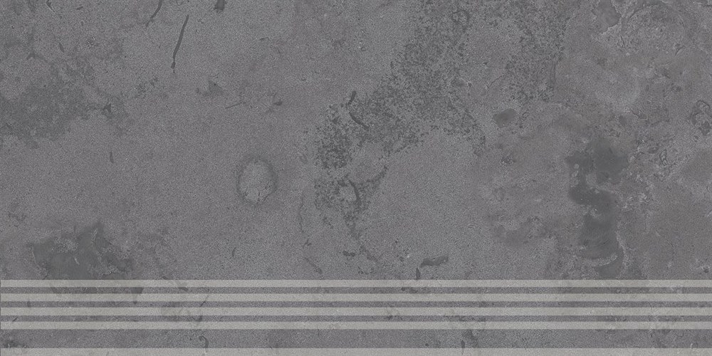 Kerama Marazzi Ступень Про Лаймстоун серый темный натуральный обрезной 30x60 / Основное большое изображение